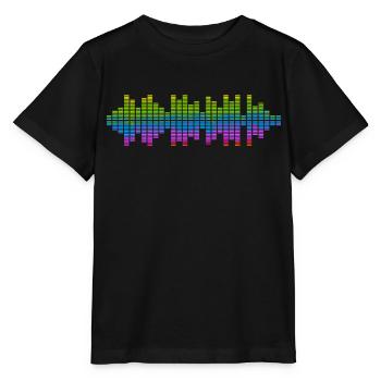 Ondes sonores Music Wave Vintage Retro DJ Heart Disc - T-shirt bio MINI CREATOR Stanley/Stella Enfant - noir - Devant - Mikhail (115cm)
