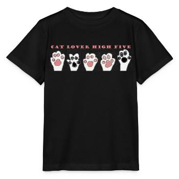 Cat Lover High five - T-shirt bio MINI CREATOR Stanley/Stella Enfant - noir - Devant - Mikhail (115cm)