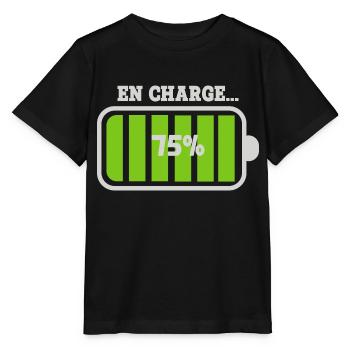 Battery at 75% charge - Stanley/Stella MINI CREATOR Kids’ T-Shirt - black - Front - Mikhail (115cm)