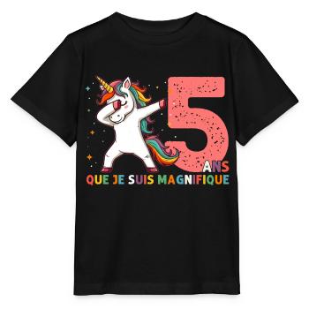 Licorne Dab Cadeau 5 Ème Anniversaire 5 Ans - T-shirt bio MINI CREATOR Stanley/Stella Enfant - noir - Devant - Mikhail (115cm)
