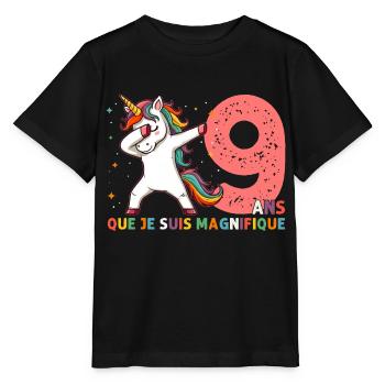 Licorne Dab Cadeau 9 Ème Anniversaire 9 Ans - T-shirt bio MINI CREATOR Stanley/Stella Enfant - noir - Devant - Mikhail (115cm)