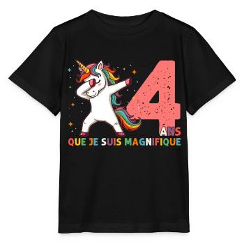 Licorne Dab Cadeau 4 Ème Anniversaire 4 Ans - T-shirt bio MINI CREATOR Stanley/Stella Enfant - noir - Devant - Mikhail (115cm)