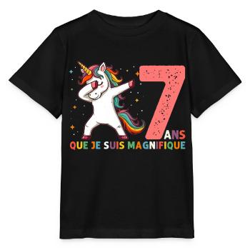 Licorne Dab Cadeau 7 Ème Anniversaire 7 Ans - T-shirt bio MINI CREATOR Stanley/Stella Enfant - noir - Devant - Mikhail (115cm)