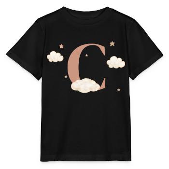 Buchstabe c bewölkt Sterne - Stanley/Stella Kinder T-Shirt MINI CREATOR  - Schwarz - Vorne - Mikhail (115cm)
