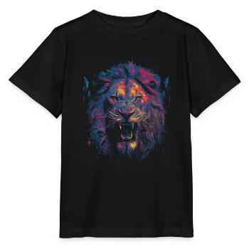 Farbiger Löwenkopf - Stanley/Stella Kinder T-Shirt MINI CREATOR  - Schwarz - Vorne - Mikhail (115cm)