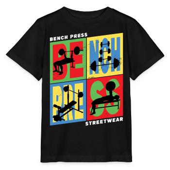 développé couché, haltérophilie, musculation, fitness, fort - T-shirt bio MINI CREATOR Stanley/Stella Enfant - noir - Devant - Mikhail (115cm)