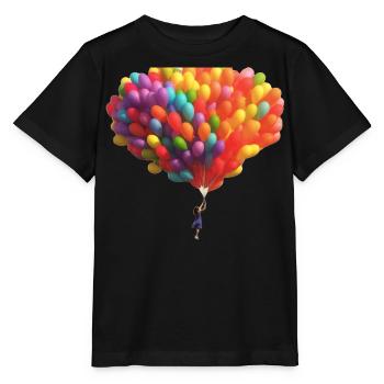 Un enfant avec des ballons colorés qui montent - T-shirt bio MINI CREATOR Stanley/Stella Enfant - noir - Devant - Mikhail (115cm)