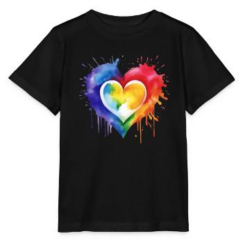Ein Herz in verschiedenen Farben - Stanley/Stella Kinder T-Shirt MINI CREATOR  - Schwarz - Vorne - Mikhail (115cm)
