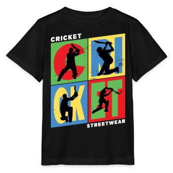 Cricket Cricketspieler Schlagmann Sport Vintage - Stanley/Stella Kinder T-Shirt MINI CREATOR  - Schwarz - Vorne - Mikhail (115cm)