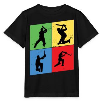 Cricket Cricketspieler Schlagmann Sport Vintage - Stanley/Stella Kinder T-Shirt MINI CREATOR  - Schwarz - Vorne - Mikhail (115cm)
