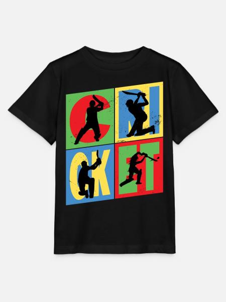Cricket Cricketer Batsman Sport Vintage - Stanley/Stella MINI CREATOR Kids’ T-Shirt - black