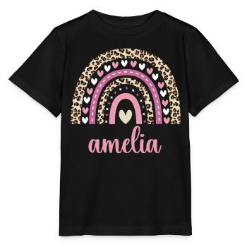 Amelia Regenbogen Name Geburtstag Amelia - Stanley/Stella Kinder T-Shirt MINI CREATOR  - Schwarz - Vorne - Mikhail (115cm)