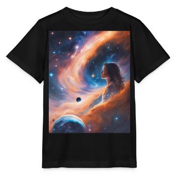 Göttin transzendiert in Sternenstaub - Stanley/Stella Kinder T-Shirt MINI CREATOR  - Schwarz - Vorne - Mikhail (115cm)