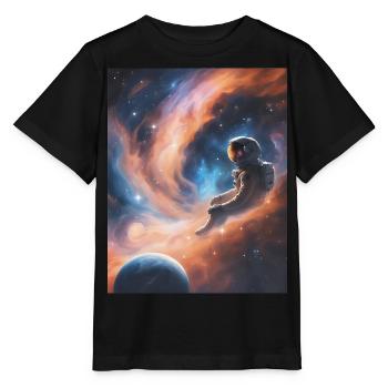 Un astronaute flotte dans l’espace - T-shirt bio MINI CREATOR Stanley/Stella Enfant - noir - Devant - Mikhail (115cm)