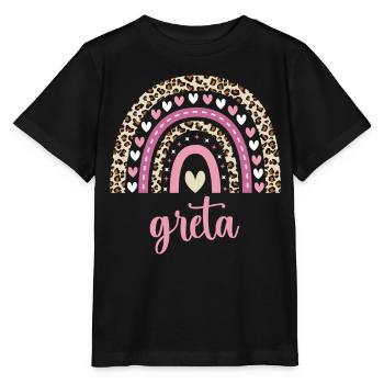 Greta Regenbogen Name Geburtstag Greta - Stanley/Stella Kinder T-Shirt MINI CREATOR  - Schwarz - Vorne - Mikhail (115cm)