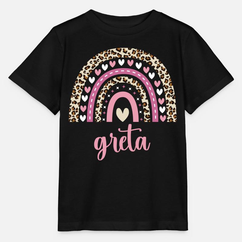 Greta Regenbogen Name Geburtstag Greta - Stanley/Stella Kinder T-Shirt MINI CREATOR  - Schwarz