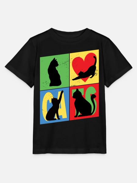 Katzen Silhouetten Katzenliebhaber Vintage Retro - Stanley/Stella Kinder T-Shirt MINI CREATOR  - Schwarz