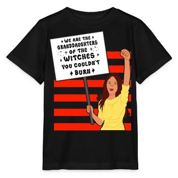 Wir sind die Enkelinnen der Hexen, ihr - Stanley/Stella Kinder T-Shirt MINI CREATOR  - Schwarz - Vorne - Mikhail (115cm)