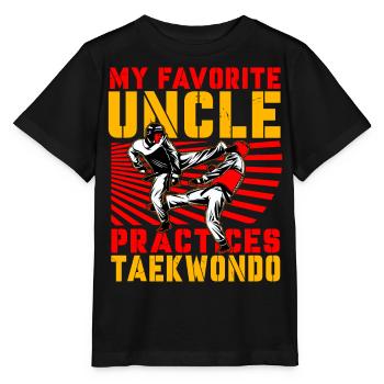 Mein Lieblingsonkel trainiert Taekwondo - Stanley/Stella Kinder T-Shirt MINI CREATOR  - Schwarz - Vorne - Mikhail (115cm)
