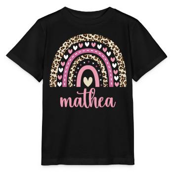 Mathea Regenbogen Name Geburtstag Mathea - Stanley/Stella Kinder T-Shirt MINI CREATOR  - Schwarz - Vorne - Mikhail (115cm)
