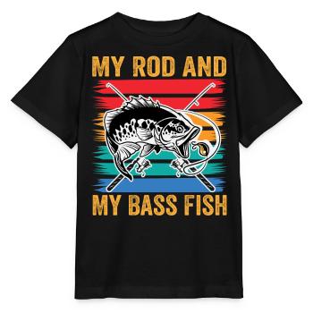 Meine Rute und mein Barschfisch - Stanley/Stella Kinder T-Shirt MINI CREATOR  - Schwarz - Vorne - Mikhail (115cm)