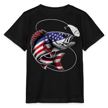 Bassfisch Vereinigte Staaten von Amerika - Stanley/Stella Kinder T-Shirt MINI CREATOR  - Schwarz - Vorne - Mikhail (115cm)