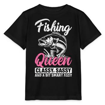 Fishing Queen cassy sassy and a bit sassy - Stanley/Stella MINI CREATOR Kids’ T-Shirt - black - Front - Mikhail (115cm)