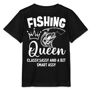 Fishing Queen cassy sassy and a bit sassy - Stanley/Stella MINI CREATOR Kids’ T-Shirt - black - Front - Mikhail (115cm)