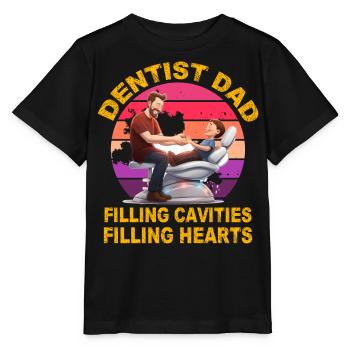 Dentist Dad filling Cavities filling Hearts - Stanley/Stella MINI CREATOR Kids’ T-Shirt - black - Front - Mikhail (115cm)