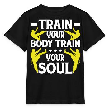 Trainiere deinen Körper, trainiere deine Seele - Stanley/Stella Kinder T-Shirt MINI CREATOR  - Schwarz - Vorne - Mikhail (115cm)