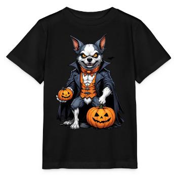 Halloween - Hund Grusel mit Kürbis - Stanley/Stella Kinder T-Shirt MINI CREATOR  - Schwarz - Vorne - Mikhail (115cm)