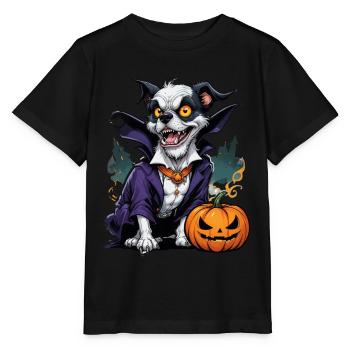 Halloween - Hund Grusel mit Kürbis - Stanley/Stella Kinder T-Shirt MINI CREATOR  - Schwarz - Vorne - Mikhail (115cm)