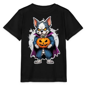 Halloween - Hund Grusel mit Kürbis - Stanley/Stella Kinder T-Shirt MINI CREATOR  - Schwarz - Vorne - Mikhail (115cm)