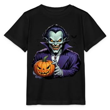 Halloween - Vampir Blutsauger Grusel mit Kürbis - Stanley/Stella Kinder T-Shirt MINI CREATOR  - Schwarz - Vorne - Mikhail (115cm)
