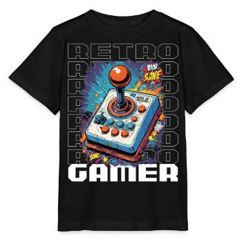 Retro Gamer Adventure Joystick - T-shirt bio MINI CREATOR Stanley/Stella Enfant - noir - Devant - Mikhail (115cm)