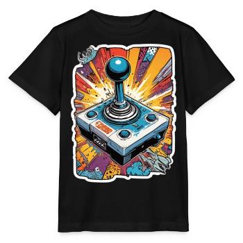 Retro Gamer Adventure Joystick - T-shirt bio MINI CREATOR Stanley/Stella Enfant - noir - Devant - Mikhail (115cm)