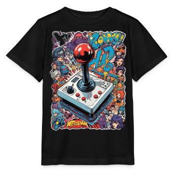 Retro Gamer Adventure Joystick - T-shirt bio MINI CREATOR Stanley/Stella Enfant - noir - Devant - Mikhail (115cm)