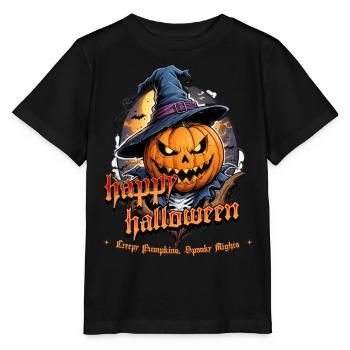 Halloween Kürbis Hexenhut Mitternacht - Stanley/Stella Kinder T-Shirt MINI CREATOR  - Schwarz - Vorne - Mikhail (115cm)