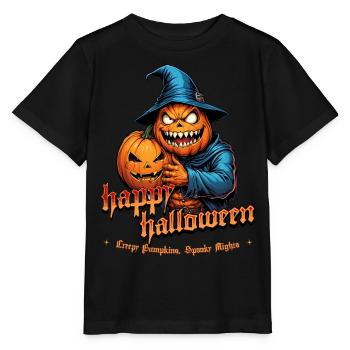 Halloween Kürbis Hexenhut Mitternacht - Stanley/Stella Kinder T-Shirt MINI CREATOR  - Schwarz - Vorne - Mikhail (115cm)