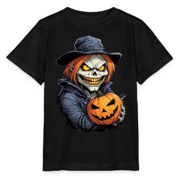 Sorcière d’Halloween citrouille effrayante avec des extrémités lumineuses - T-shirt bio MINI CREATOR Stanley/Stella Enfant - noir - Devant - Mikhail (115cm)