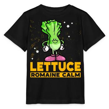 Lettuce Romaine Calm – Funny Salad - Stanley/Stella MINI CREATOR Kids’ T-Shirt - black - Front - Mikhail (115cm)