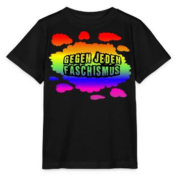 AfD stoppen gegen rechts Demokratie Vielfalt links - Stanley/Stella Kinder T-Shirt MINI CREATOR  - Schwarz - Vorne - Mikhail (115cm)