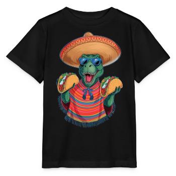 Taco Rex – Fiesta Time! - Stanley/Stella Kinder T-Shirt MINI CREATOR  - Schwarz - Vorne - Mikhail (115cm)