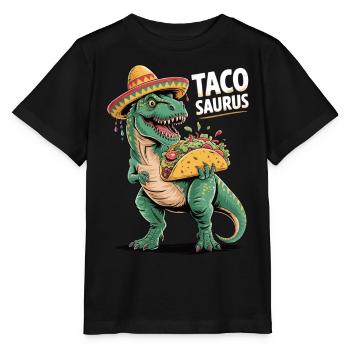 Taco rencontre dino - T-shirt bio MINI CREATOR Stanley/Stella Enfant - noir - Devant - Mikhail (115cm)