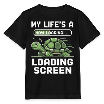 Turtle in the loading screen - Stanley/Stella MINI CREATOR Kids’ T-Shirt - black - Front - Mikhail (115cm)