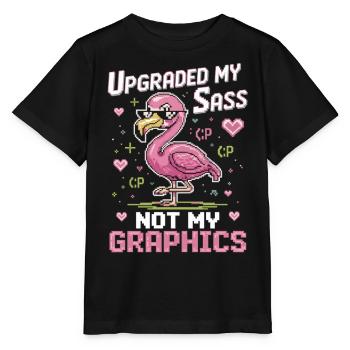 Pixel flamingo with attitude - Stanley/Stella MINI CREATOR Kids’ T-Shirt - black - Front - Mikhail (115cm)