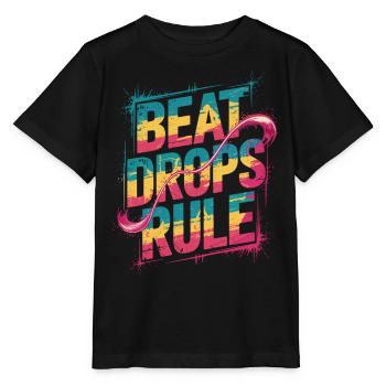 Règle des Beat Drops - La musique règne sur le moment - T-shirt bio MINI CREATOR Stanley/Stella Enfant - noir - Devant - Mikhail (115cm)
