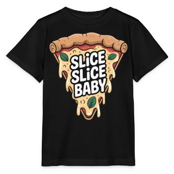 Slice Slice Baby Pizza Shirt - Stanley/Stella Kinder T-Shirt MINI CREATOR  - Schwarz - Vorne - Mikhail (115cm)