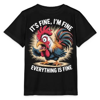 Je vais bien... vraiment! -Coq - T-shirt bio MINI CREATOR Stanley/Stella Enfant - noir - Devant - Mikhail (115cm)