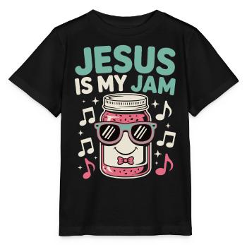 Chemise chrétienne avec humour confiture - T-shirt bio MINI CREATOR Stanley/Stella Enfant - noir - Devant - Mikhail (115cm)